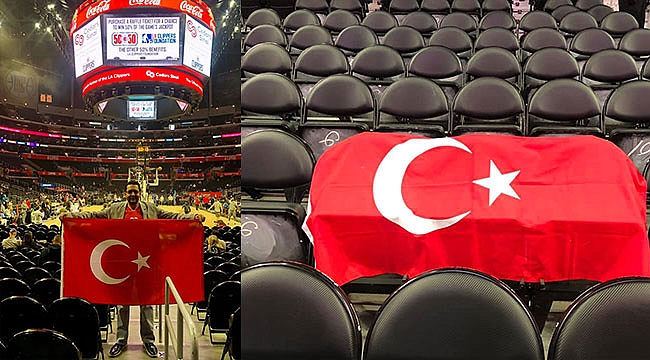 Staples Center'da Şehitler için Türk Bayrağı