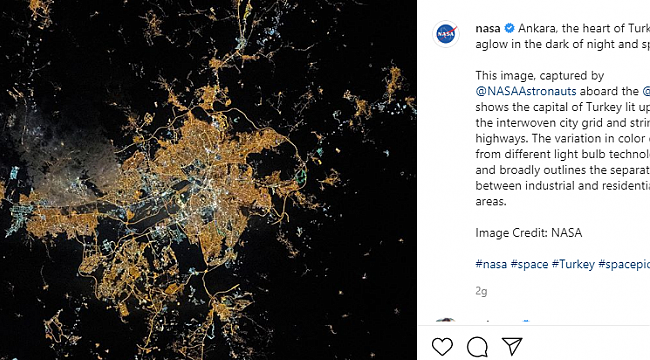 NASA Ankara'nın Işıklarını Paylaştı