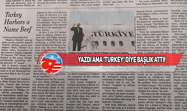 "Turkey Yerine Türkiye" Kullanılması ABD Basınında