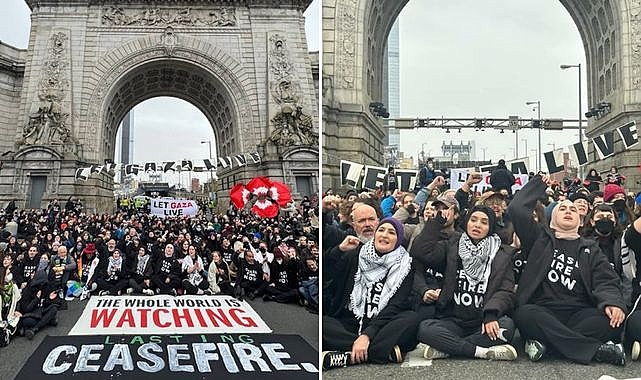 ABD'de Gazze'ye destek eylemleri sürüyor: Manhattan Köprüsü'nü kapattılar