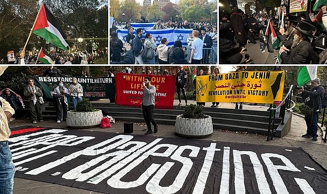 Washington Square Park'ta Filistin'e destek eylemi düzenlendi: İsrail yanlısı grup karşı eylem düzenledi