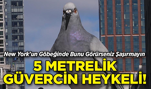 New York'un Göbeğinde 5 Metre Yüksekliğinde Dev Güvercin!